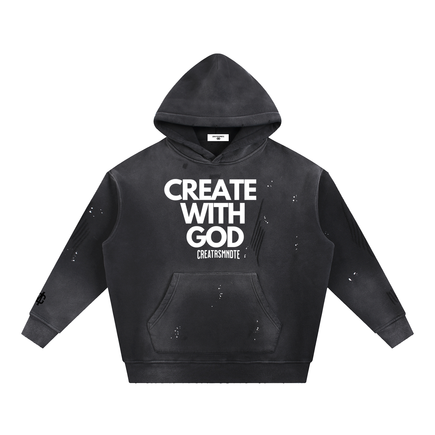 Vintage Washed Frayed Fleece Hoodie