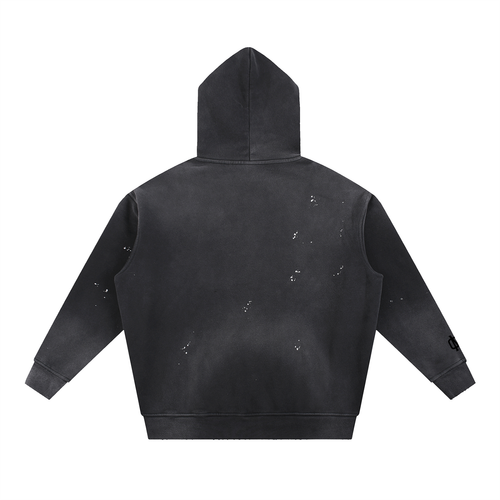 Vintage Washed Frayed Fleece Hoodie