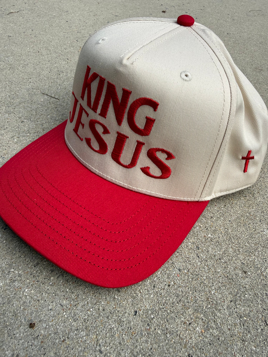 KING JESUS HAT- (tan and red)