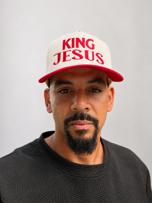 KING JESUS HAT- (tan and red)