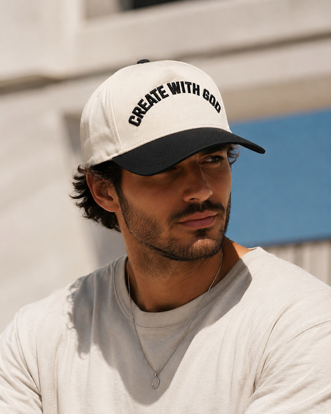 Cream and Black Create With God Hat